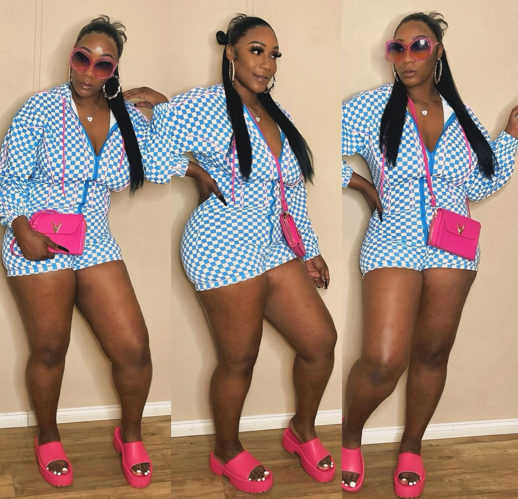 Check Me Blue Romper